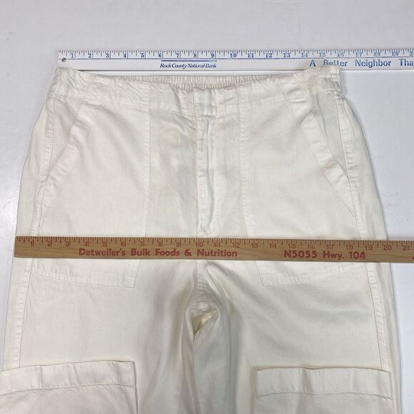 J Crew Seaside Crop Pants Sz 12 Hi-Rise Lyocell Off White Casual Ankle Crop NEW - Picture 2 of 11
